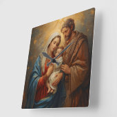 Holy Family Christmas Wall Clock For Peaceful Holi スクエア壁時計 (傾斜)