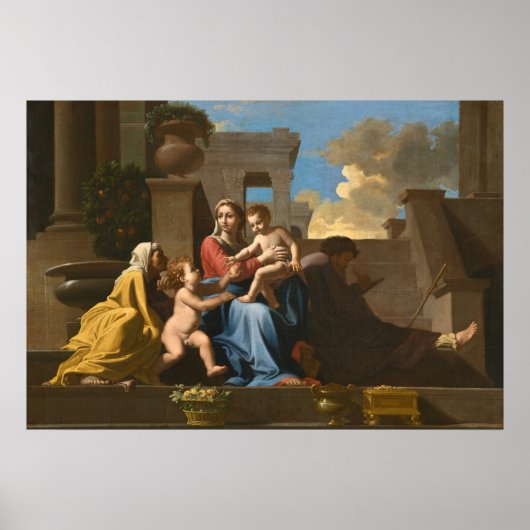 Holy Family on the Steps, Nicolas Poussin Fine Art ポスター (正面)
