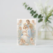 Holy Family with Angels Floral Baptism Remembrance 名刺 (スタンド正面)