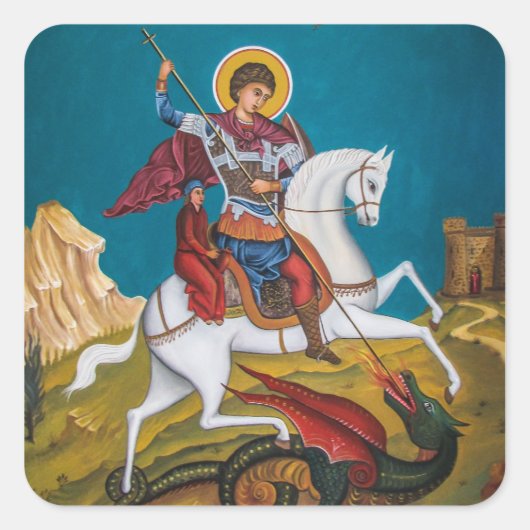 Holy Great Martyr St. George Orthodox Icon         スクエアシール (正面)