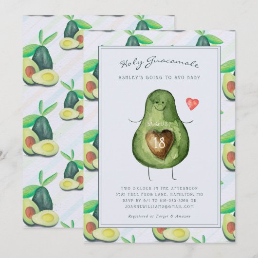 Holy Guacamole | アボカド ベビーシャワーの招待状 招待状 (正面/裏面)