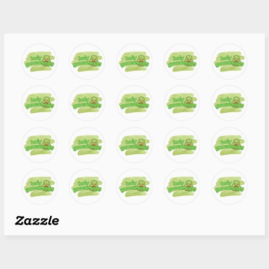 "Holy Guacamole" Avocado Sticker Cute ラウンドシール (シート)