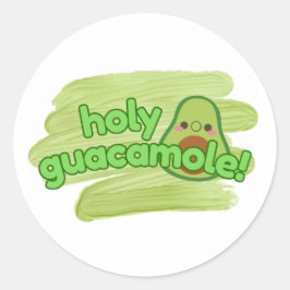 "Holy Guacamole" Avocado Sticker Cute ラウンドシール