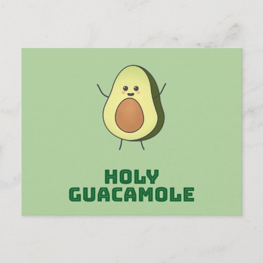 Holy guacamole - cute and happy kawaii avocado  ポストカード (正面)