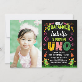 Holy Guacamole Fiesta avocado 1st Birthday photo 招待状