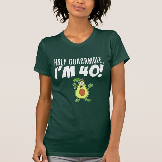 Holy Guacamole I'm 40 Cartoon Avocado (ON DARK) Tシャツ (正面)