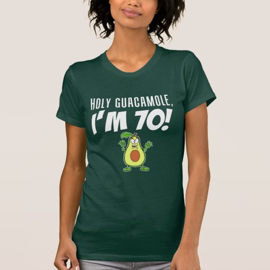 Holy Guacamole I'm 70 Cartoon Avocado (ON DARK) Tシャツ (正面)