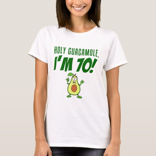 Holy Guacamole I'm 70 Cartoon Avocado Tシャツ (正面)