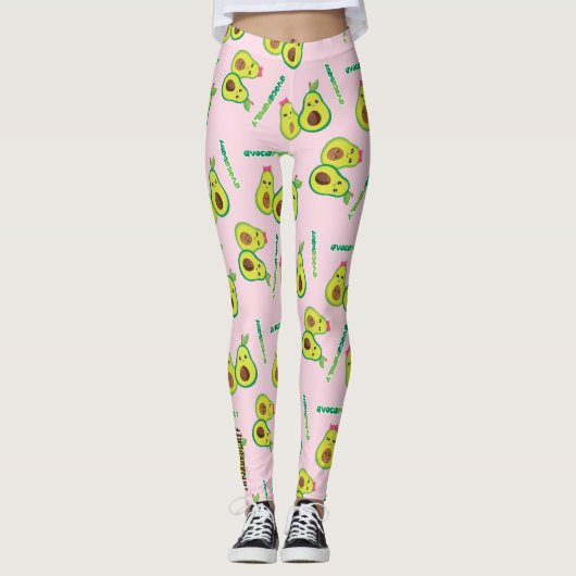 Holy Guacamole: Whimsical Avocado Lover Leggings レギンス (正面)