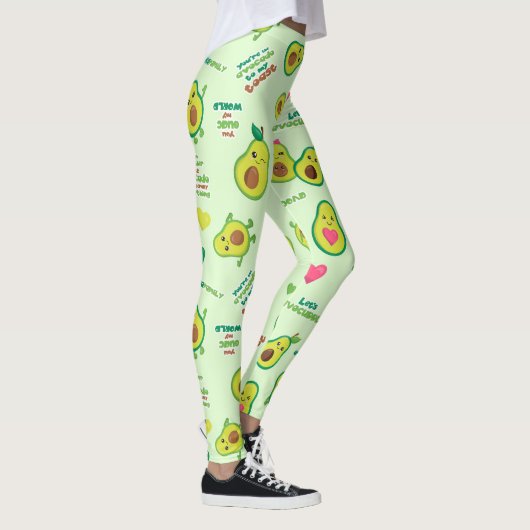Holy Guacamole: Whimsical Avocado Lover Leggings レギンス (右)