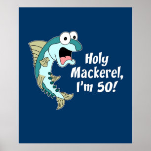Holy Mackerel Im 50おもしろいマンガ魚 ポスター