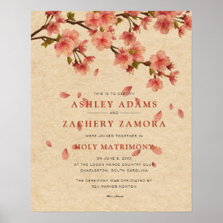 "Holy Matrimony" Fall Floral Wedding Certificate ポスター
