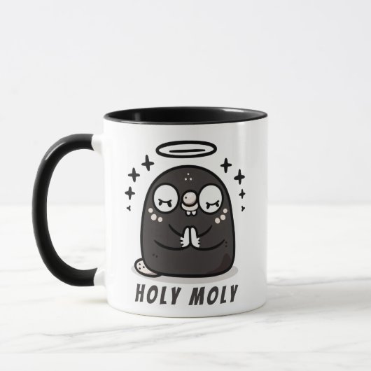 Holy Moly Cute Praying Mole Mug – Sparkly Animal  マグカップ (左)