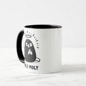 Holy Moly Floating Mole Mug – かわいい祈りの駄洒落 マグカップ (正面左)