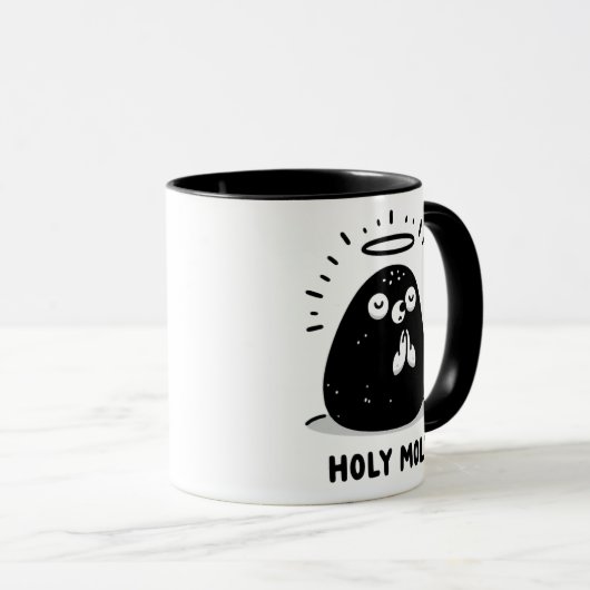 Holy Moly Floating Mole Mug – Cute Praying Pun マグカップ (正面右)