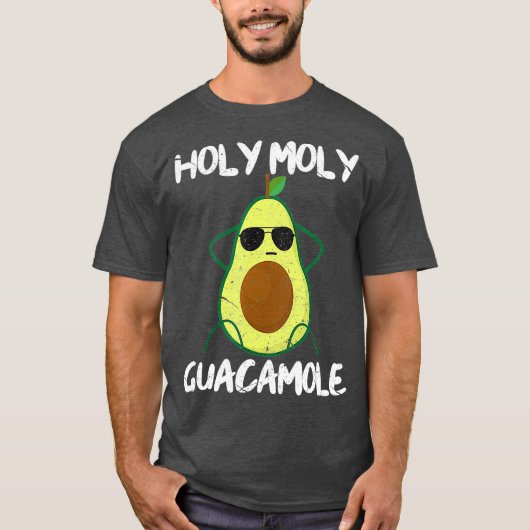 Holy Moly Guacamole Funny Avocado Vegan Veganism Tシャツ (正面)