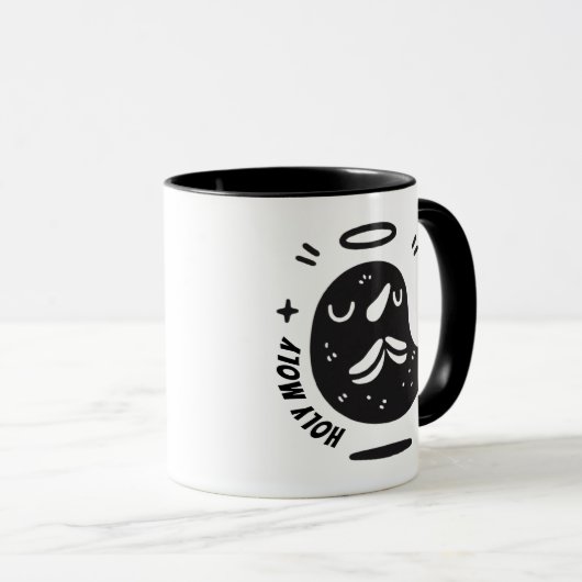 Holy Moly Mustache Mole Mug – Funny Floating  マグカップ (正面右)
