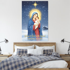 Holy Mother & Baby Jesus Stretched Canvas Print キャンバスプリント