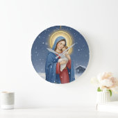 Holy Mother Mary and Baby Jesus Wall Clock ラージ壁時計 (ホーム)