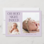 Holy Night Indeed Xmas Purple Birth Announcement シーズンカード (正面)