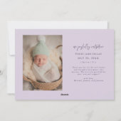 Holy Night Indeed Xmas Purple Birth Announcement シーズンカード (裏面)