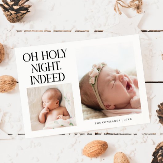 Holy Night Indeed Xmas White Birth Announcement シーズンカード