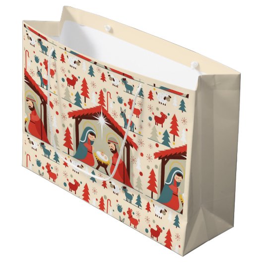 Holy Night Nativity Christmas Gift Bag ラージペーパーバッグ (正面アングル)