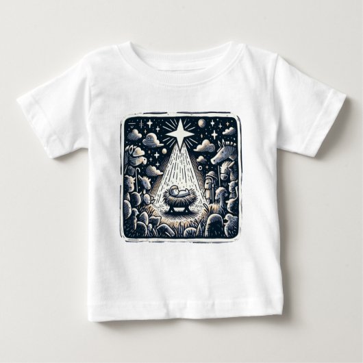 Holy Night Nativity: Contrast Art ベビーTシャツ (正面)
