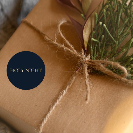 HOLY NIGHT Navy Christian Christmas Sticker #3 ラウンドシール