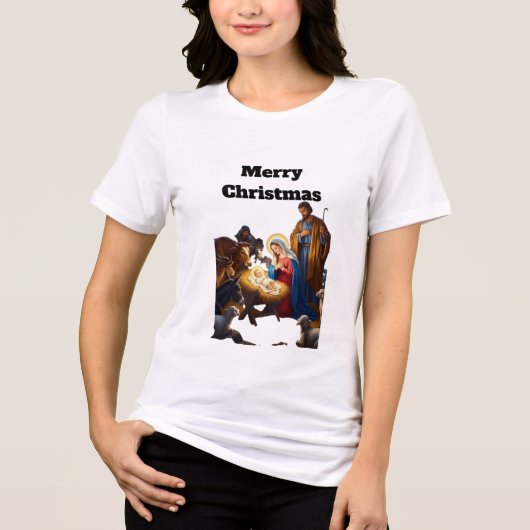 Holy Night of Peace The Nativity Glow Silent Night トライブレンドTシャツ (正面)