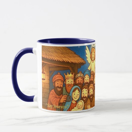 Holy Night Selfie Christmas 11 oz Coffee Mug マグカップ (左)