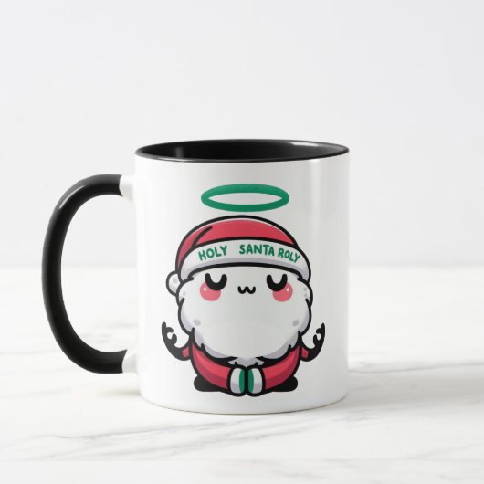 Holy Santa Roly Mug – Cute Meditating Santa Claus  マグカップ (左)