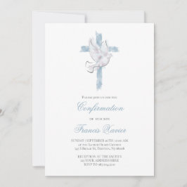 Holy Spirit blue cross Confirmation 招待状