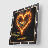 Holy Spirit Dove Flaming Heart Romans 5:5 スクエア壁時計 (傾斜)