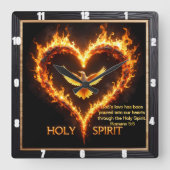 Holy Spirit Eagle Flaming Heart Devotion Romans 5 スクエア壁時計 (正面)