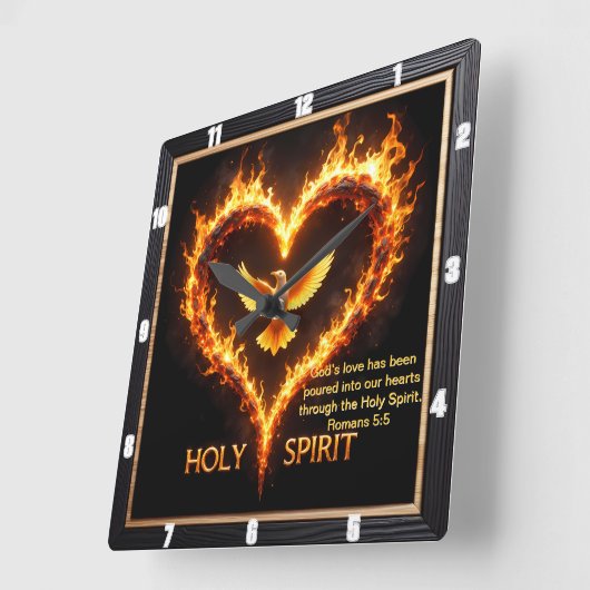 Holy Spirit Eagle Flaming Heart Devotion Romans 5 スクエア壁時計 (傾斜)