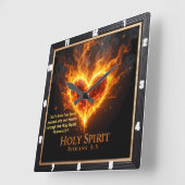 Holy Spirit Glowing Flaming Heart Love Romans 5:5 スクエア壁時計 (傾斜)