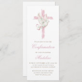 Holy Spirit pink cross Confirmation 招待状 (正面/裏面)