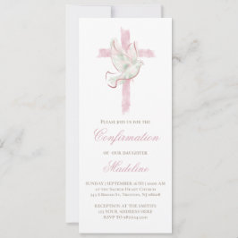 Holy Spirit pink cross Confirmation 招待状