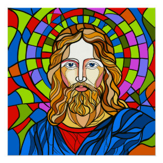 holy stained glass design procreate hand drawing  ポスター