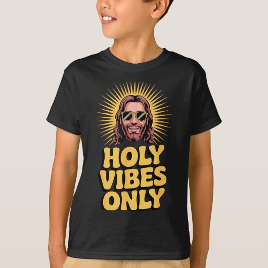 Holy Vibes Only Funny Jesus Religious Christian Fa Tシャツ (正面)