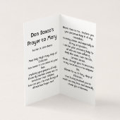 Holy Virgin Mary, Help of Christians, Prayer Card (内部)