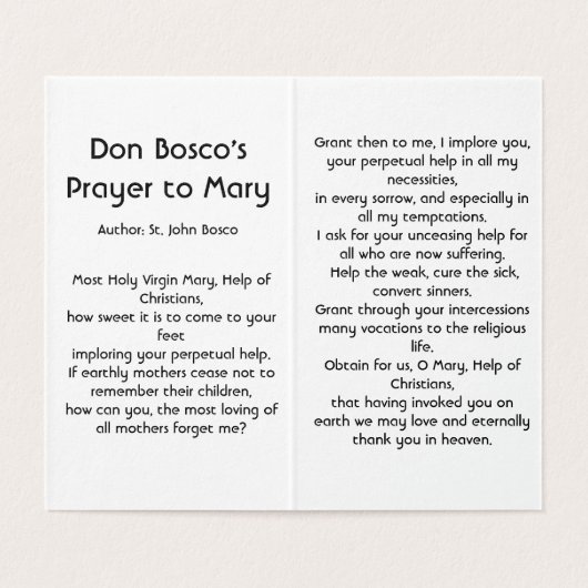 Holy Virgin Mary, Help of Christians, Prayer Card (内部フラット)