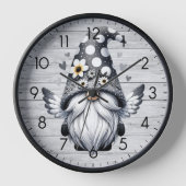 Holzoptik-Grau Engel Wichtel Gnom Küchen Wanduhren 壁時計 (正面)