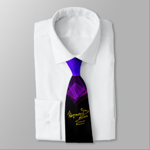 HOMAGE TO MOZART/Blue Purple Fractal Swirls, Black ネクタイ
