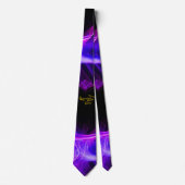 HOMAGE TO MOZART/Blue Purple Fractal Swirls, Black ネクタイ (正面)