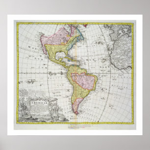 Homannが出版するアメリカ大陸の地図1746年(co ポスター