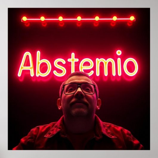 Hombre con palabra ABSTEMIO en luces de neón estil ポスター (正面)
