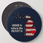 Homeはハート |ミシガン州（アメリカ） 缶バッジ (正面&裏面)