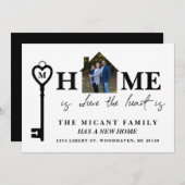 Homeはハート、新しいアドレスの写真カード 案内状 (正面/裏面)